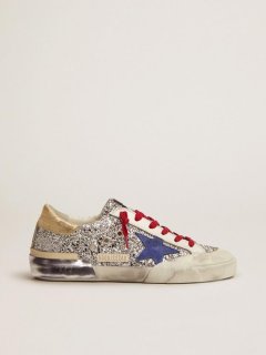 Super-Star sneakers in silver glitter and multi-foxing