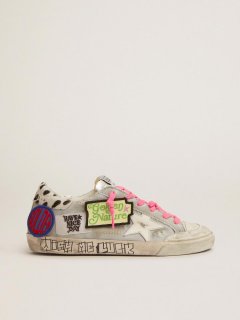 Super-Star Penstar sneakers in denim with animal-print pony skin heel tab