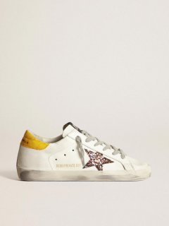 Super-Star LTD sneakers with multicolored glitter star and yellow crocodile-print leather heel tab