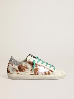 Cow-print Super-Star sneakers with glittery heel tab