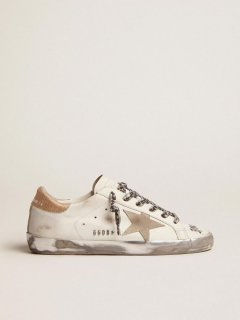 Super-Star sneakers in white leather with ice-gray suede star and contrasting black lettering