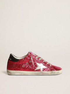 Super-Star sneakers in fuchsia glitter with silver laminated leather star