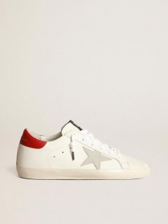 Super-Star sneakers with ice-gray suede star and burgundy suede heel tab