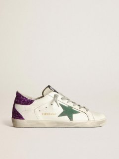 White Super-Star sneakers with glittery purple rear