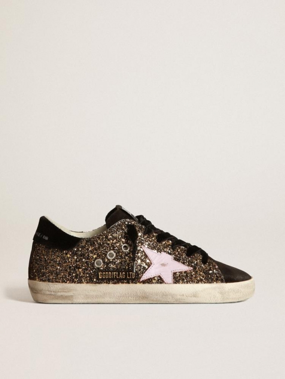 Super-Star sneakers in glitter with red leather star