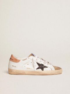 Super-Star sneakers with black glitter star and old-rose leather heel tab