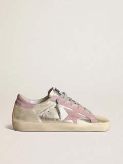 Super-Star LTD sneakers in platinum metallic leather with pink suede star and heel tab