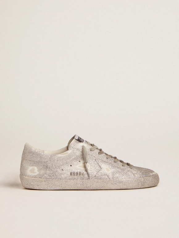 Super-Star sneakers in silver leather with all-over glitter finish