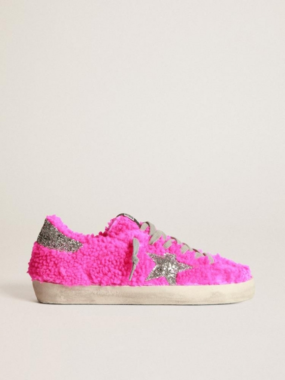 Super-Star sneakers in shearling with glitter star