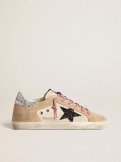 Super-Star sneakers in sand-coloured suede with silver heel tab