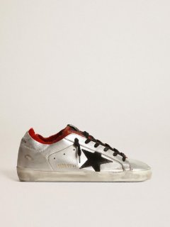 Silver-laminated Super-Star sneakers with tartan interior