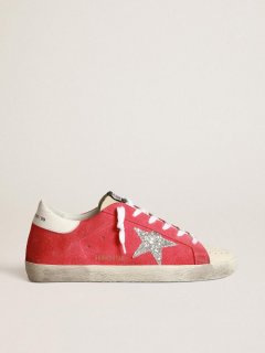 Superstar sneakers with glitter star and perforated toecap
