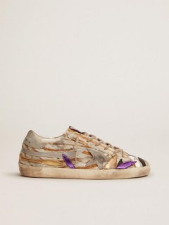 Super-Star sneakers in zebra-print pony skin with colored laminated leather petals