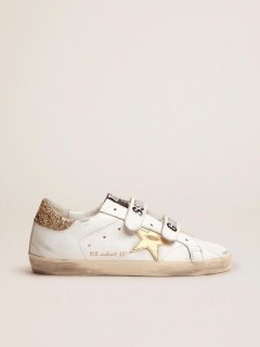 Old School sneakers with gold laminated leather star and gold glitter heel tab