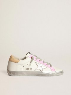 Super-Star sneakers with silver laminated leather star and pink crocodile-print leather inserts