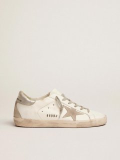 Women??s Super-Star sneakers with silver heel tab and metal stud lettering