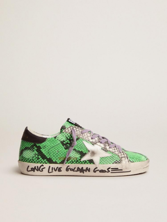 Super-Star sneakers in two-tone snake-print leather