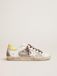 LTD Super-Star Sneakers in leather and glitter with colorful heel tab