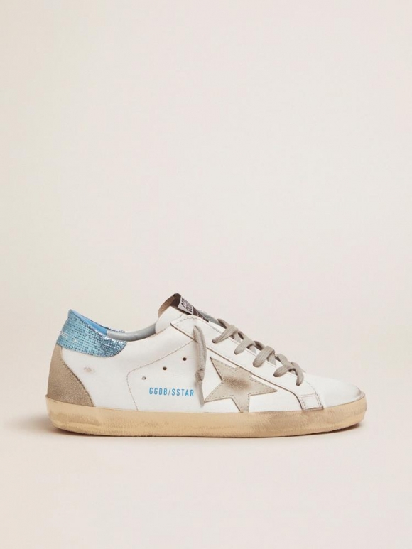 White Super-Star LTD sneakers with blue laminated heel tab